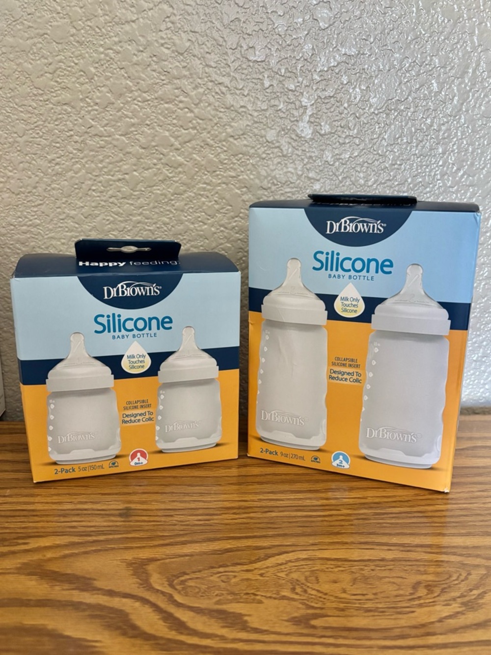 NEW Dr. Brown's Silicone Baby Bottles 2-Pack (5oz & 9oz)